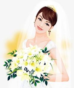 幸福的穿白纱的新娘素材