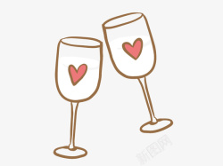 酒杯对杯婚礼卡通素材