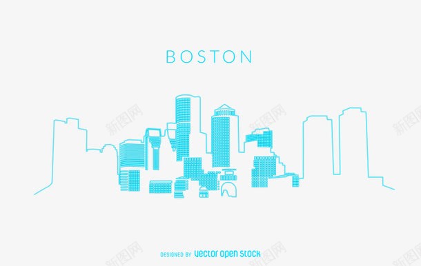 波士顿png免抠素材_新图网 https://ixintu.com 城市 建筑 文化 波士顿 著名 霓虹灯 青色