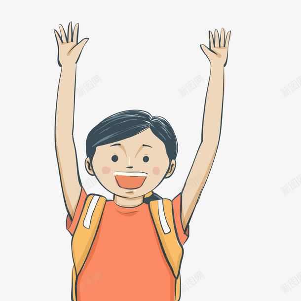 彩绘打招呼的学生png免抠素材_新图网 https://ixintu.com 上学 举手 人物设计 儿童 学生 打招呼 挥手