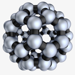 分子模型图片银色圆形3d纳米球体分子结构高清图片