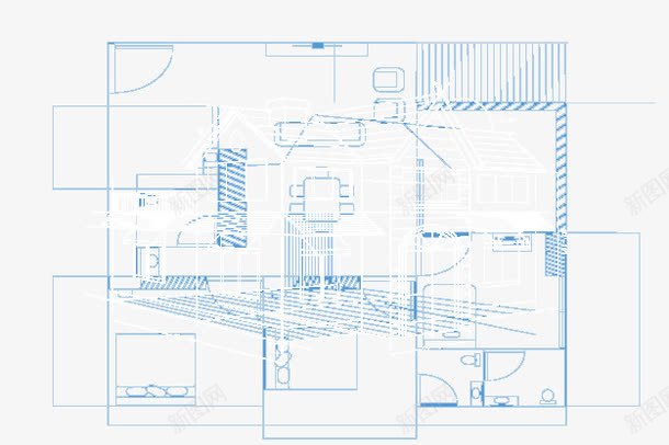 时尚线性房子模型png免抠素材_新图网 https://ixintu.com 底纹背景 底纹边框 建筑模型 建筑物手稿 建筑蓝色背景 建筑设计 矢量素材 线性线条