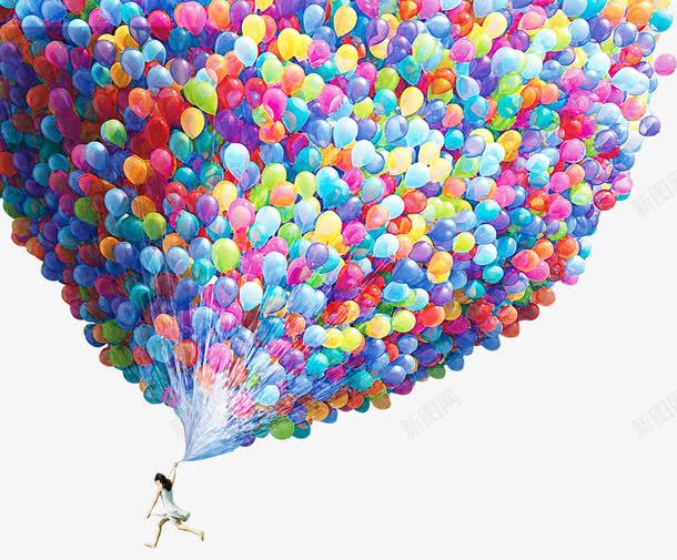 奔跑的少女人物png免抠素材_新图网 https://ixintu.com 创意人物素材 告白气球 奔跑的少女免抠素材 少女 彩色气球 浪漫 青春梦想 飞动的气球