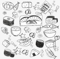 鱼子米饭手绘美味的日料寿司插画高清图片