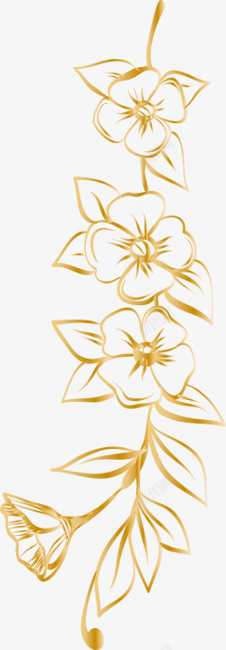 卡通金色花朵图素材