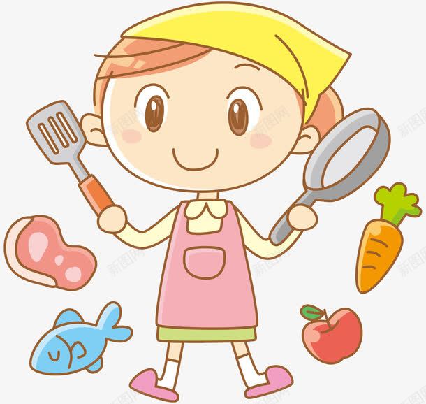 卡通小厨师png免抠素材_新图网 https://ixintu.com 卡通 厨具 厨师 厨房 可爱 女人 女孩 手绘 水果 蔬菜
