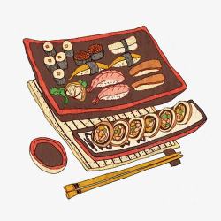 寿司大餐手绘画片素材