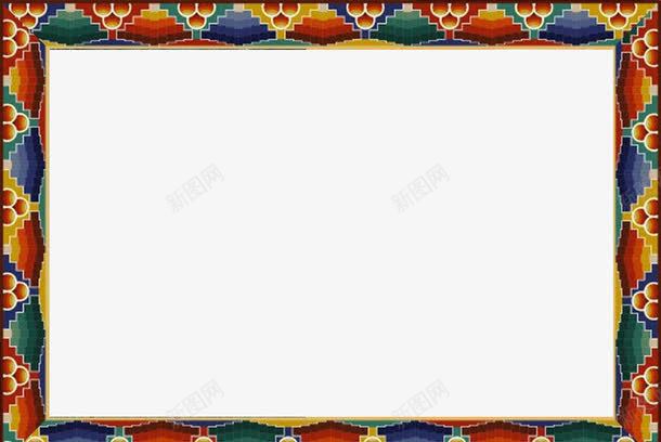 藏族花卉边框png免抠素材_新图网 https://ixintu.com 民族 画框 藏式花边 装饰边框