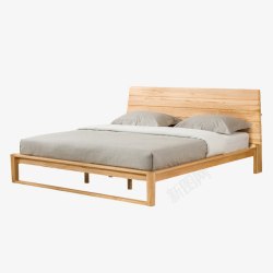 简洁大床北欧风实木双人床高清图片
