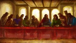 圣经油画图片最后的晚餐景观高清图片