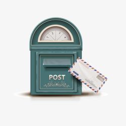邮局复古蓝色邮筒高清图片