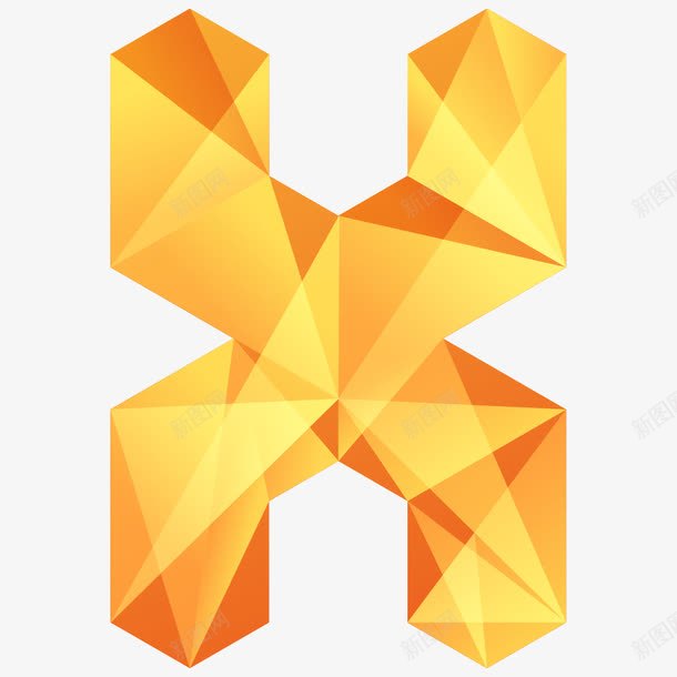 几何拼接字母Xpng免抠素材_新图网 https://ixintu.com X 几何 创意 字母 折纸 拼接 钻石 黄色