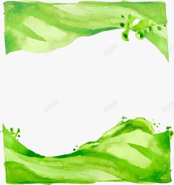 手绘绿色边框png免抠素材_新图网 https://ixintu.com 封面 手绘 水彩 液体 绿色 边框