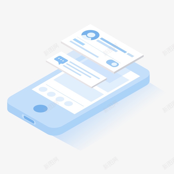 手绘立体手机信息png免抠素材_新图网 https://ixintu.com 个人信息卡 信息 发通知 扁平化手机 蓝色手机图案