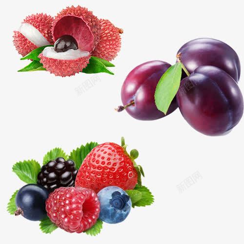 水果png免抠素材_新图网 https://ixintu.com 新鲜 树莓 紫色 荔枝 蓝莓