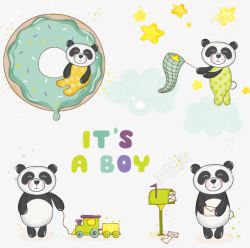 可爱女生漫画2卡通熊猫动物图标矢量图高清图片