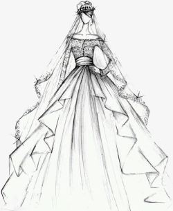 手绘礼服原稿白色婚纱高清图片