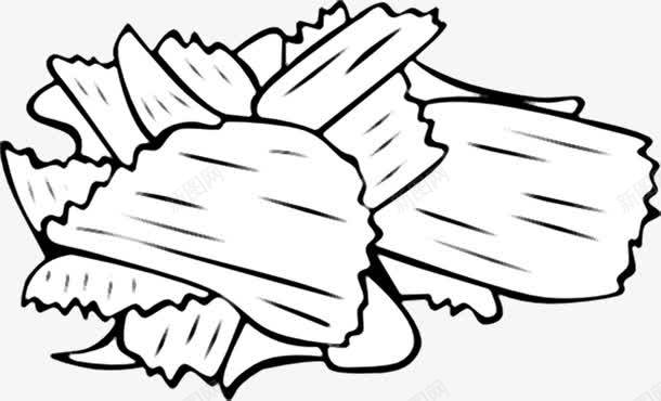 手绘薯片png免抠素材_新图网 https://ixintu.com 不健康 垃圾食品 手绘 线条 膨化食品 薯片 薯片卡通 黑白