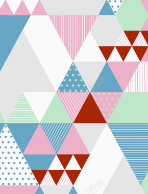 彩色三角几何图案平面广告背景