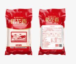 袋装米设计红色主题袋装稻花香大米高清图片