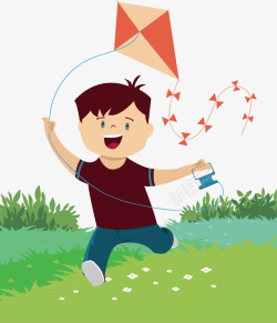 放风筝的男孩春天草地上放风筝的男孩高清图片