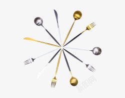 银色勺子欧式金银餐具高清图片
