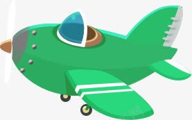 绿色飞机卡通png免抠素材_新图网 https://ixintu.com 卡通 绿色 飞机