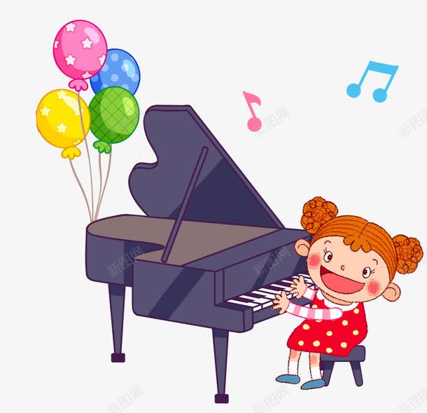 弹钢琴的小女孩png免抠素材_新图网 https://ixintu.com 乐器 儿童弹钢琴 小朋友音乐 弹钢琴的小女孩 气球 音乐