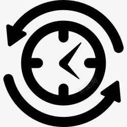 时间地点符号工作搜索符号时钟箭环绕图标高清图片