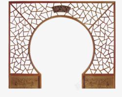 卡通木质门木质中式拱门高清图片