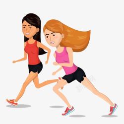 2个女学生赛跑素材
