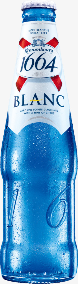 蓝色酒瓶凯旋1664白啤酒高清图片