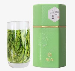 太平猴魁包装标签好看的浅绿色茶叶盒高清图片