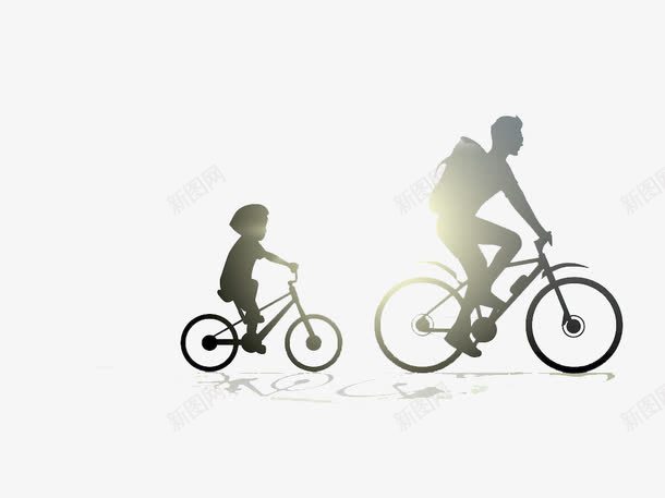 骑车父与子png免抠素材_新图网 https://ixintu.com 父亲节 父爱 自行车