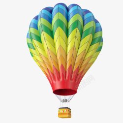 彩色条纹飞翔的热气球素材