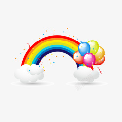 五彩气球素材白云彩虹装饰矢量图高清图片