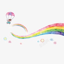 卡通热气球彩虹素材