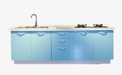 蓝色厨房家庭橱柜高清图片