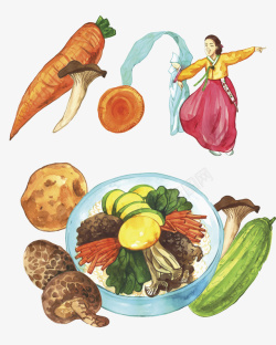 蚝菇美食水彩画高清图片