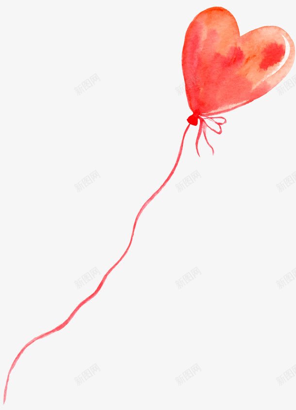 爱心气球png免抠素材_新图网 https://ixintu.com 卡通 手绘 气球 爱心 简图 红色 绳子 装饰