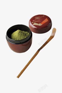 日式茶叶罐和抹茶粉素材
