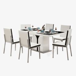 长方形餐桌餐桌椅组合成套家具高清图片