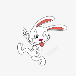 卡通边跑边做搞怪表情的小兔子素素材