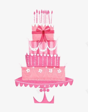 粉色大蛋糕png免抠素材_新图网 https://ixintu.com 卡通 手绘 插画 烘焙 甜点 生日蛋糕 美食 蛋糕 蜡烛