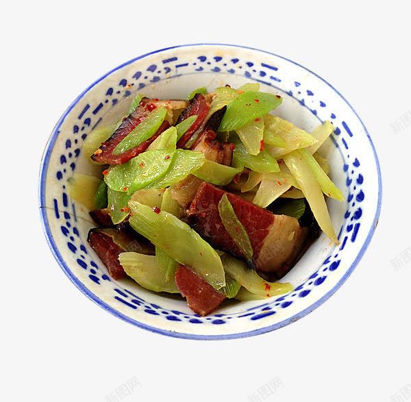 莴笋炒腊肉png免抠素材_新图网 https://ixintu.com 家常菜 时令美食 特色菜 腊肉 莴笋 餐饮素材