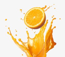 喷洒液体橙汁高清图片