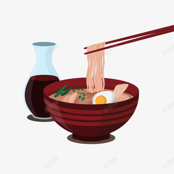 日式拉面矢量图ai免抠素材_新图网 https://ixintu.com 日本风俗 筷子 酱油 食物 矢量图
