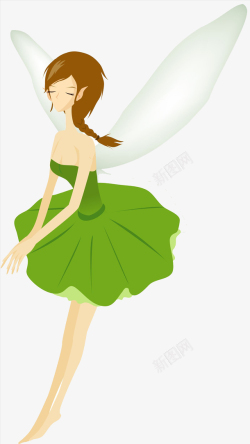 平面水粉水彩手绘带翅膀的小仙女高清图片