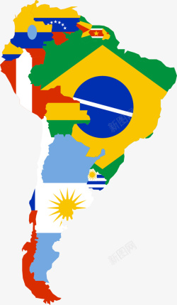 南美地图大国家地图拼接板块矢量图高清图片