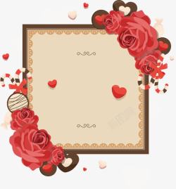 邀请函内框精美红玫瑰装饰相框高清图片
